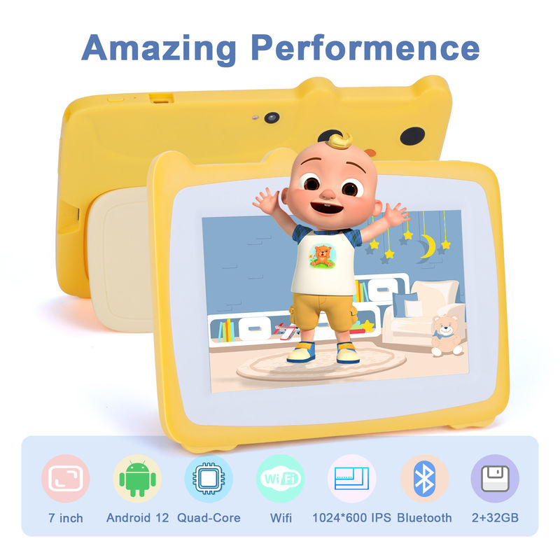 C Idea 7 Inch Kids Touch Screen Tablet Kamera Dual High Definition Layar 2+32G Kuning