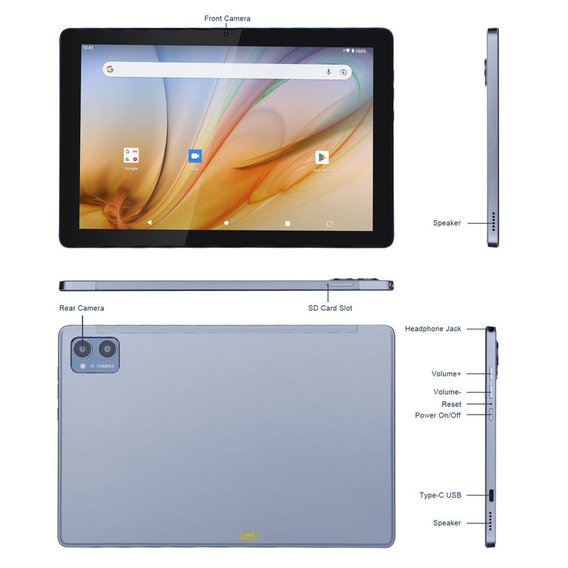 C Idea Tablet Pendidikan Untuk Siswa Android 12 Tablet 10 Inci Dengan Google Play 64GB ROM 3GB RAM 128GB