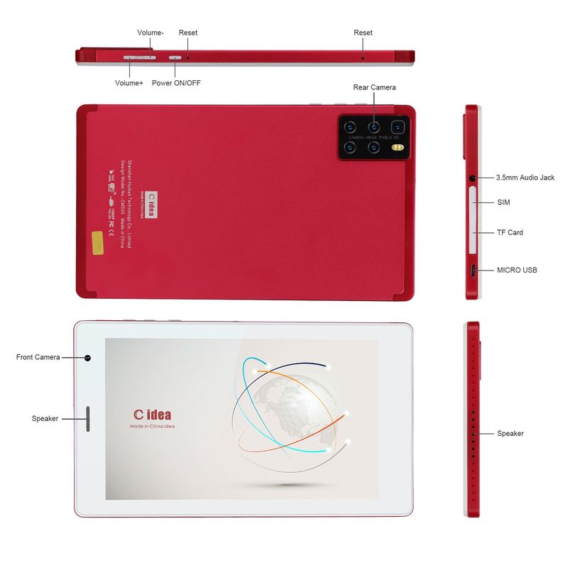 C idea Portable And Convenient Use Tablet layar sentuh 7 inci dengan layar resolusi tinggi CM520 (merah)