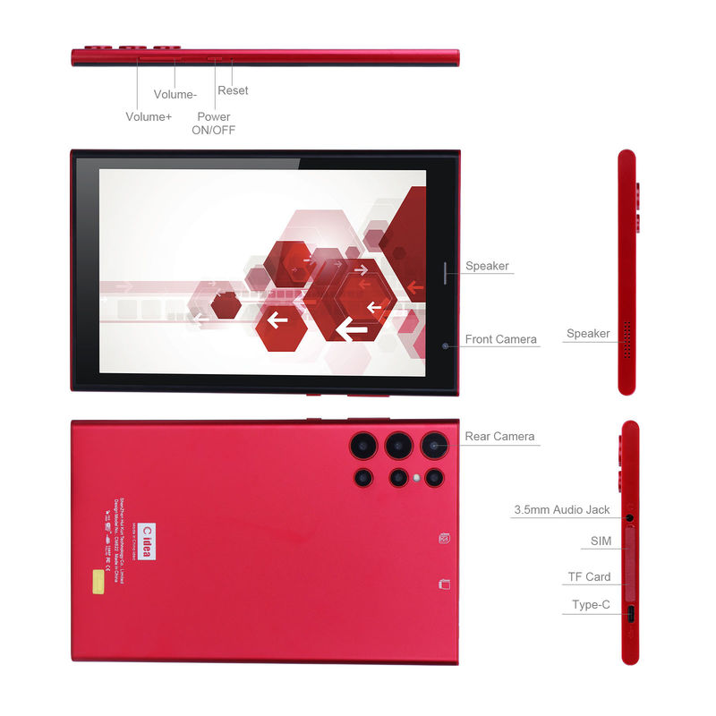 C idea WiFi 8 Inch Tablet PC Dengan Baterai 8000mAh 512GB Storage Dual 5MP+8MP Kamera CM822 (Merah)