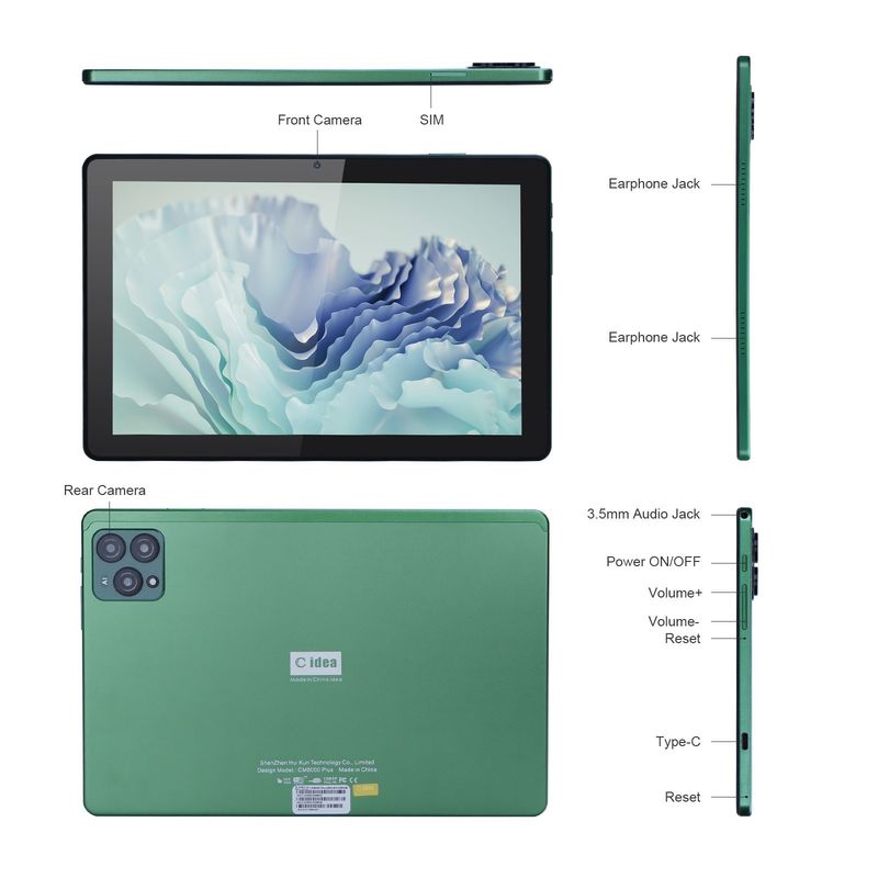 C ide 10 Inch Tablet PC Dengan 13MP + 16MP Kamera Dan 256GB Memori Terluas High Definition IPS Display CM8000plus