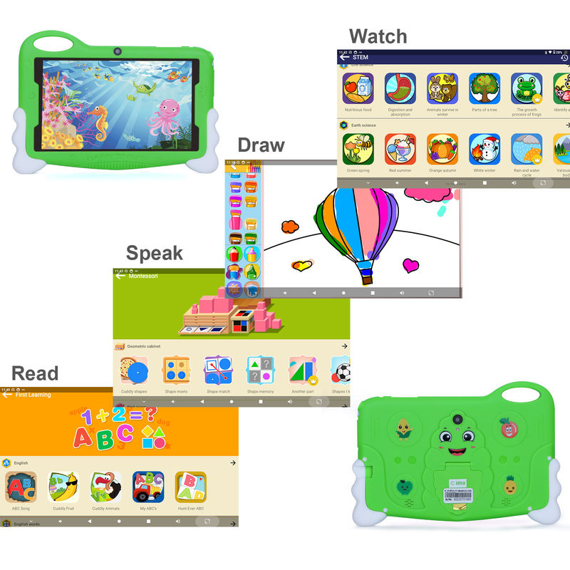 C idea Kids Student Study Tablet 7 Inch Cute Baterai panjang 32GB Storage 2MP + 5MP Dual Camera CM90 Hijau