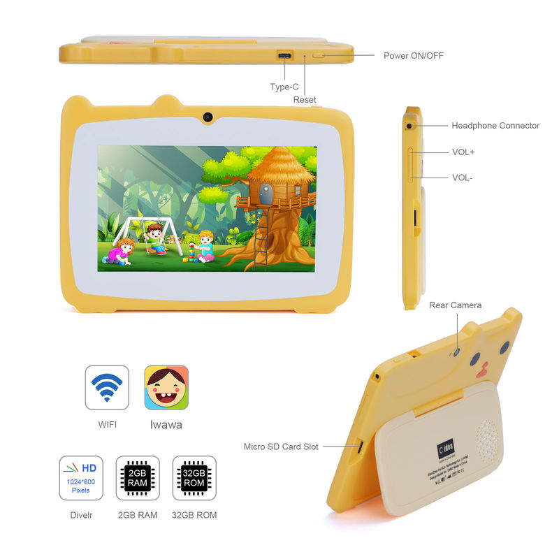 C Idea Tablet 7 Inch untuk Anak-anak dengan Case Proof 2GB+32GB Google Play Tablet Kidspad CM82