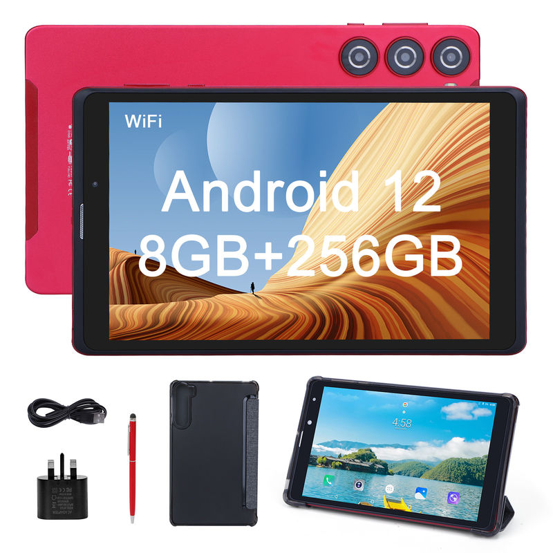C idea Android 8 Inch Tablet PC 256GB Storage Kapasitas Besar 5MP+8MP Kamera 8000mAh Baterai Hidup Bacaan CM835 Merah
