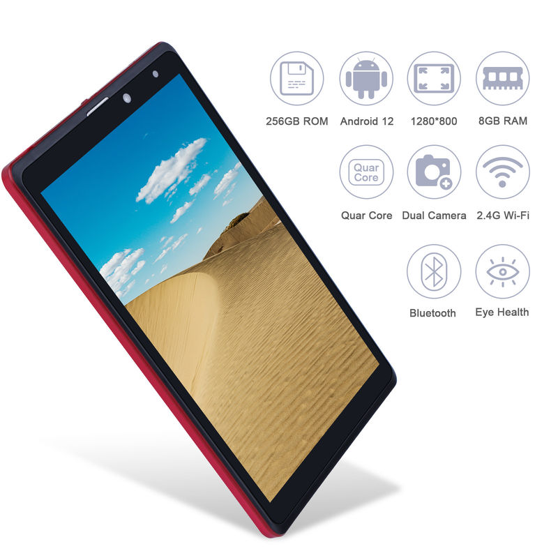 C idea Android 8 Inch Tablet PC 256GB Storage Kapasitas Besar 5MP+8MP Kamera 8000mAh Baterai Hidup Bacaan CM835 Merah