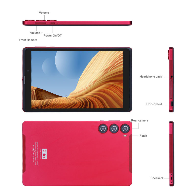 C idea Android 8 Inch Tablet PC 256GB Storage Kapasitas Besar 5MP+8MP Kamera 8000mAh Baterai Hidup Bacaan CM835 Merah