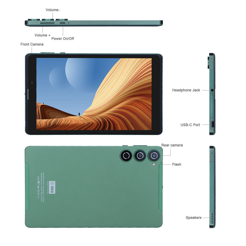 C ide Sim Dukungan Tablet Hijau PC 8GB RAM 256GB ROM 800x1280 IPS Tablet HD Screen Display Dengan Case CM835