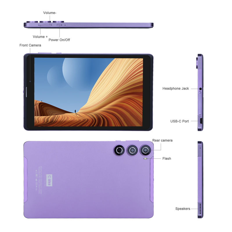 C idea Android 12 Tablet Ungu Portable Reading Baterai Panjang TF Card Tablet layar HD yang dapat diperluas Dengan Case CM835