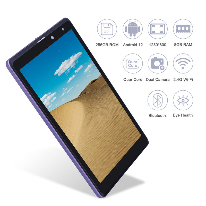 C idea Android 12 Tablet Ungu Portable Reading Baterai Panjang TF Card Tablet layar HD yang dapat diperluas Dengan Case CM835