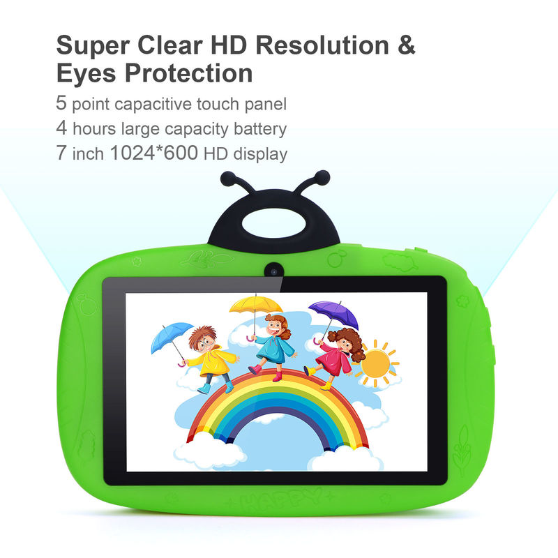 C idea Dual Camera WiFi 7 Inch Tablet PC Android Anak-anak Untuk Anak Kecil Belajar 128GB dengan Case Kids App CM76 Hijau