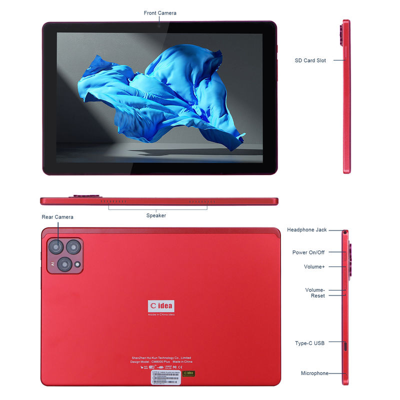 C idea 10 inci Android 12 Tablet 8GB RAM 256GB ROM Model CM8000PLUS Merah