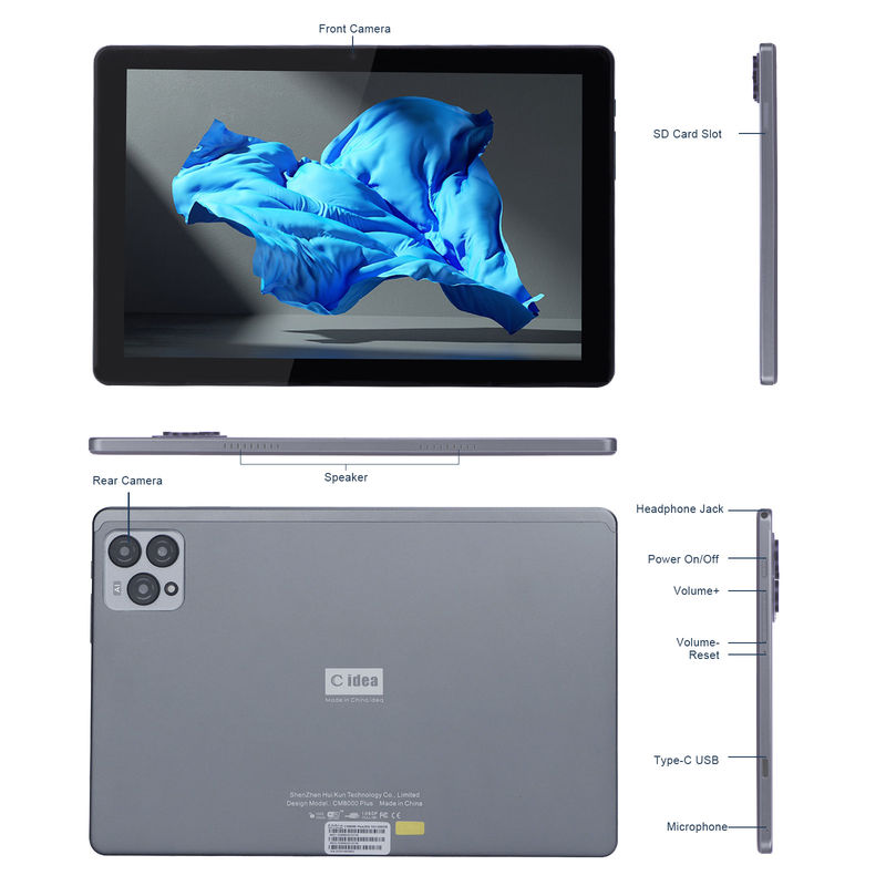 C idea 10 inci Android 12 Tablet 8GB RAM 256GB ROM Model CM8000PLUS abu-abu