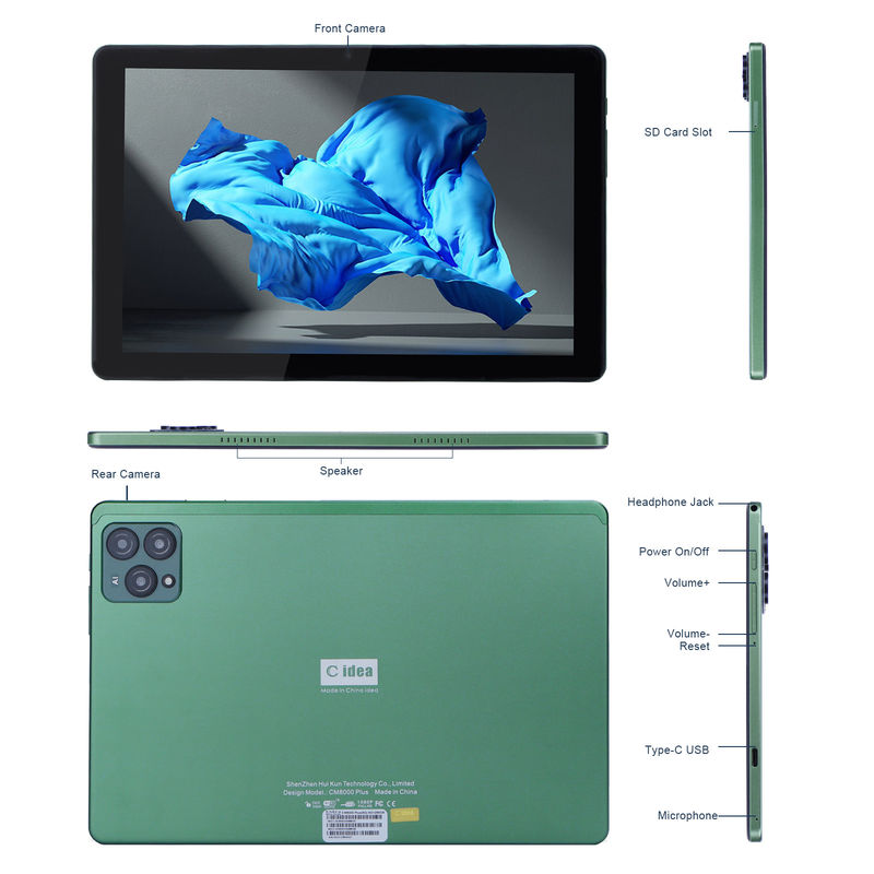 C idea 10 inci Android 12 Tablet 8GB RAM 256GB ROM Model CM8000PLUS Hijau