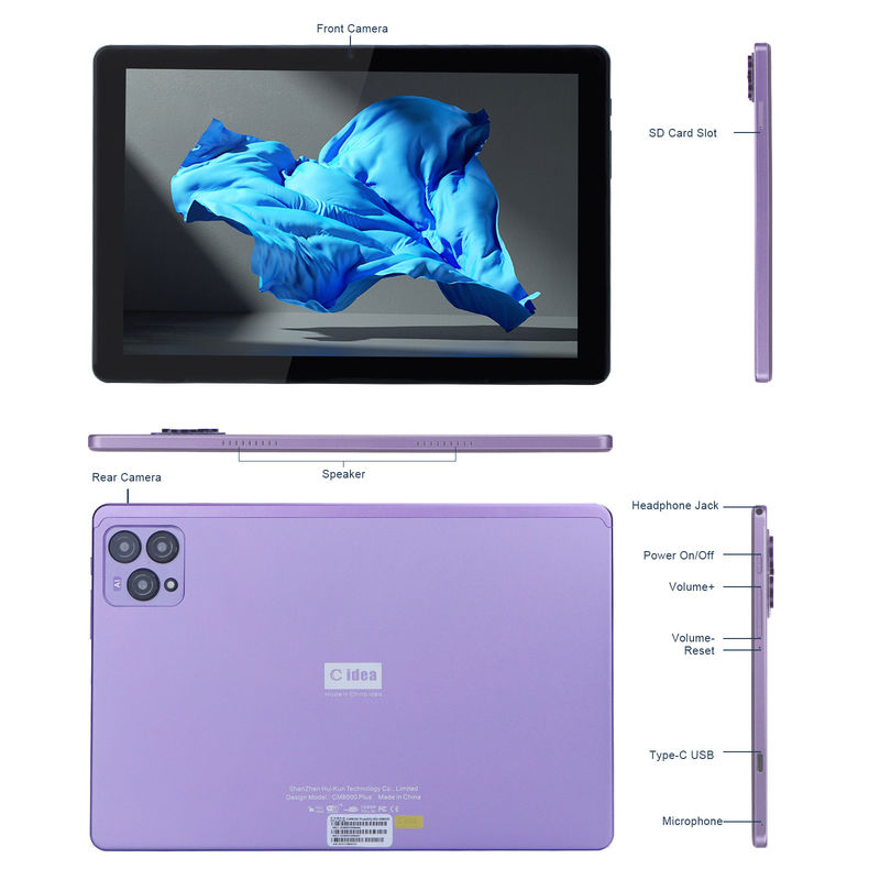 C idea 10 inci Android 12 Tablet 8GB RAM 256GB ROM Model CM8000PLUS Ungu