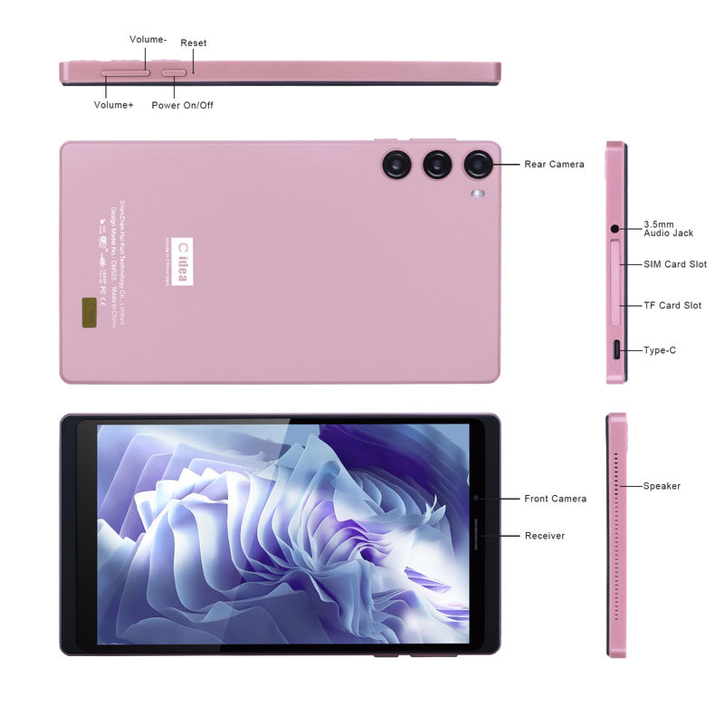 C Idea Android 12 Tablet 6GB RAM 128GB ROM Dengan SIM 7 Inch Tablet PC Untuk Siswa CM525 Pink