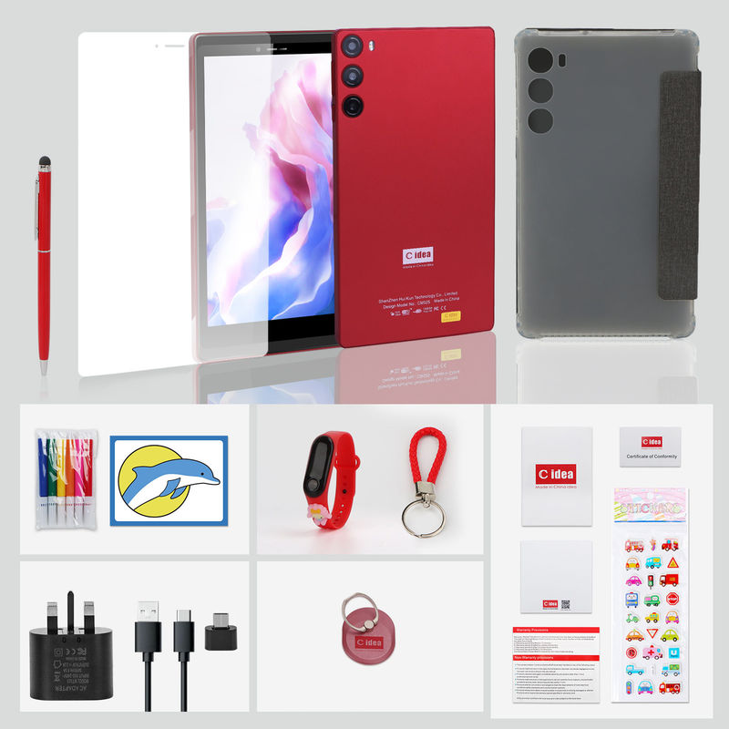 C Idea 7 Inch Tablet 6GB RAM 128GB ROM Dengan SIM Android Tablet PC Untuk Siswa CM525 Merah