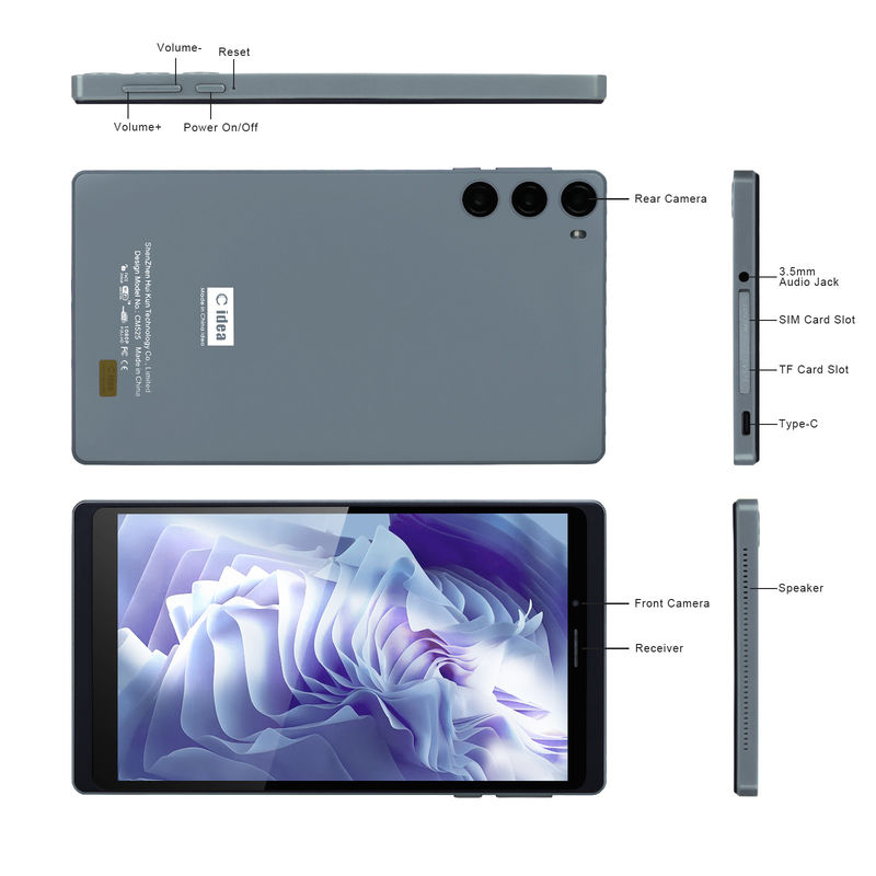 C Idea School Tablet 512GB Android 12 Dengan Dukungan SIM Smart Tablet PC CM525 Gray