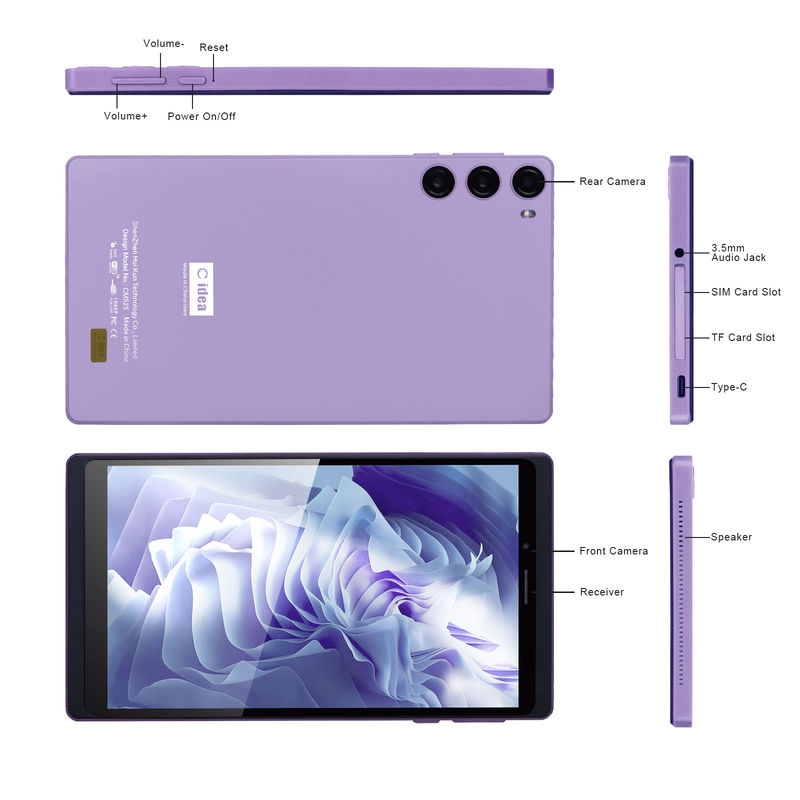 C ide 7 inci 6 + 128GB 6000mAh Android Tablet PC dengan SIM untuk Siswa CM525 Ungu