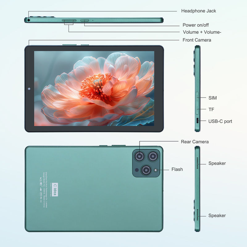 C idea 9 inci Android 12 Tablet 8GB RAM 512GB ROM 5MP + 8MP Dual Camera WIFI Tablet dengan SIM CM915 (Hijau)