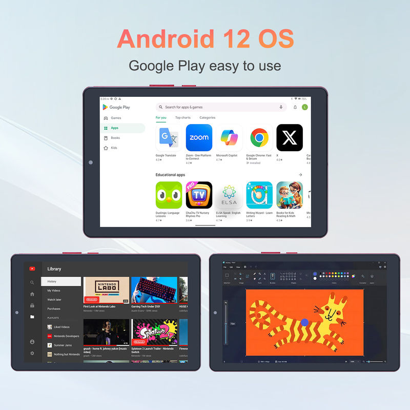 C idea 9 inci Android 12 Tablet 8GB RAM 512GB ROM 5MP + 8MP Dual Camera WIFI Tablet dengan SIM CM915 (Merah)