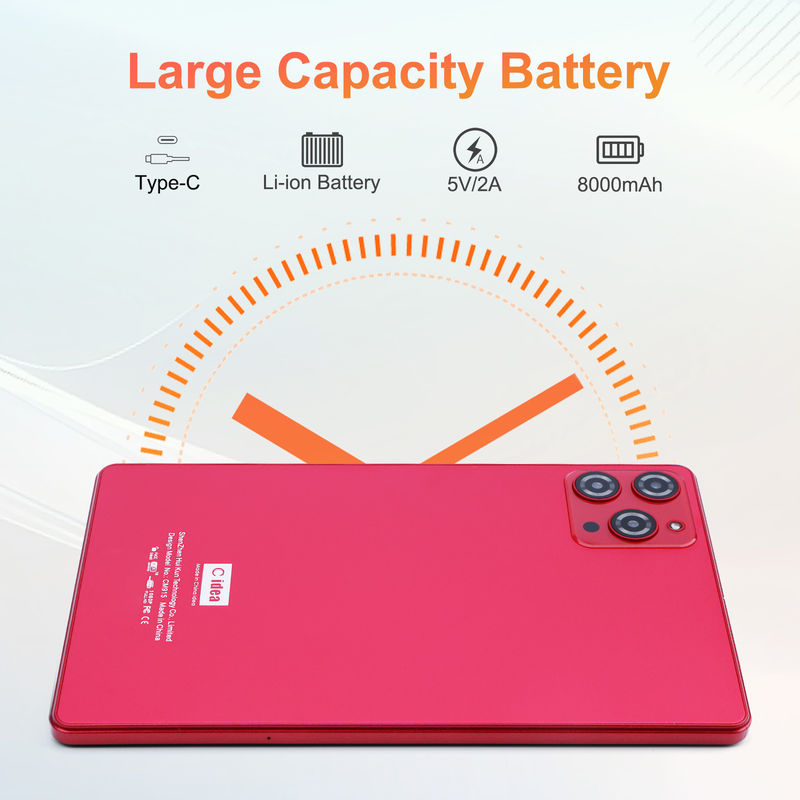 C idea 9 inci Android 12 Tablet 8GB RAM 512GB ROM 5MP + 8MP Dual Camera WIFI Tablet dengan SIM CM915 (Merah)