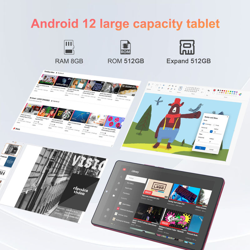 C idea 9 inci Android 12 Tablet 8GB RAM 512GB ROM 5MP + 8MP Dual Camera WIFI Tablet dengan SIM CM915 (Merah)