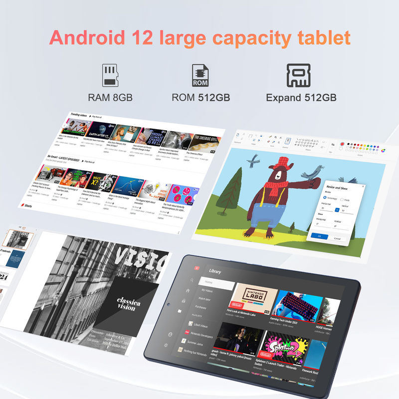 C idea 9 inci Android 12 Tablet 8GB RAM 512GB ROM 5MP + 8MP Dual Camera WIFI Tablet dengan SIM CM915 (Grey)