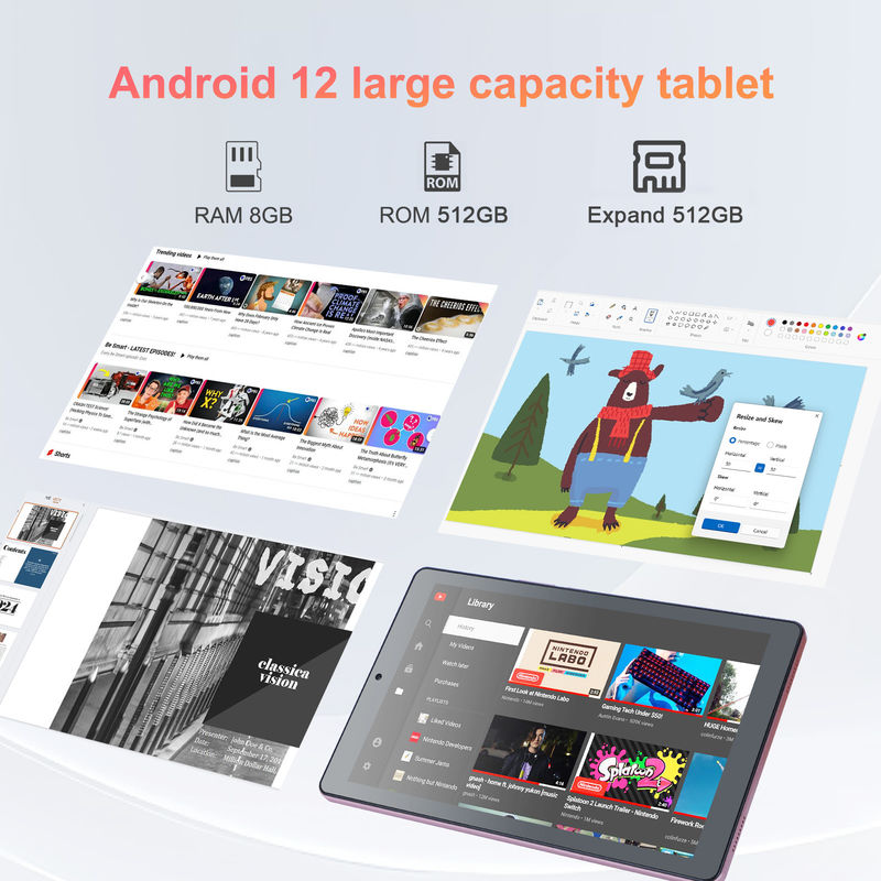 C idea 9 inci Android 12 Tablet 8GB RAM 512GB ROM 5MP + 8MP Dual Camera WIFI Tablet dengan SIM CM915 (Merah Merah)
