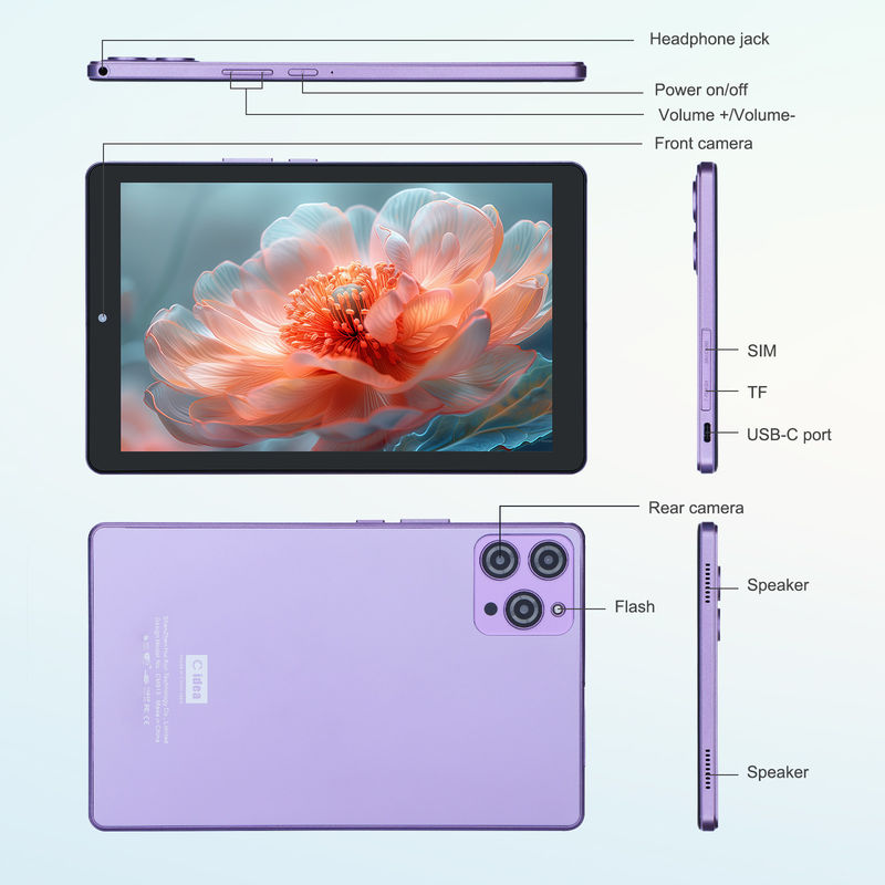 C idea 9 inci Android 12 Tablet 8GB RAM 512GB ROM 5MP + 8MP Dual Camera WIFI Tablet dengan SIM CM915 (Purple)