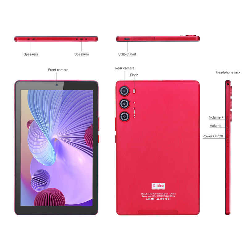 C idea 9 Inch Tablet PC WIFI 2.4G/5G 800x1280 IPS Screen Android Tablet Dukungan Panggilan Telepon Dengan Kamera Dual ((Merah)