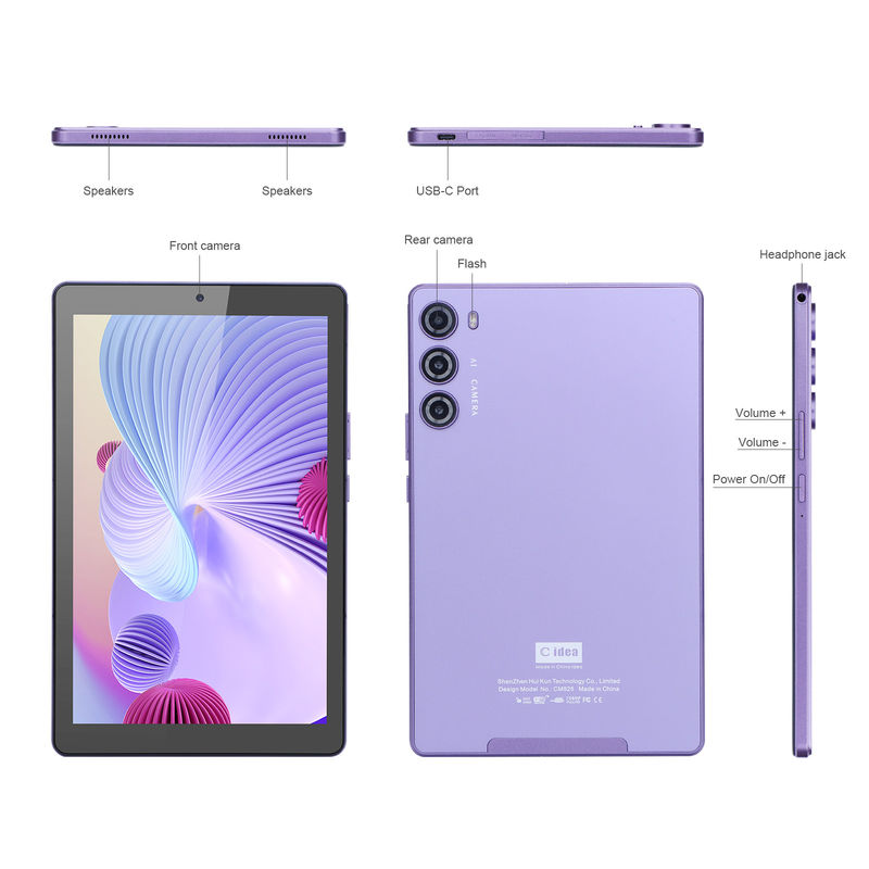 C idea 9 Inch Tablet PC WIFI 2.4G/5G 800x1280 IPS Screen Android Tablet Dukungan Panggilan Telepon Dengan Kamera Dual ((Purple)