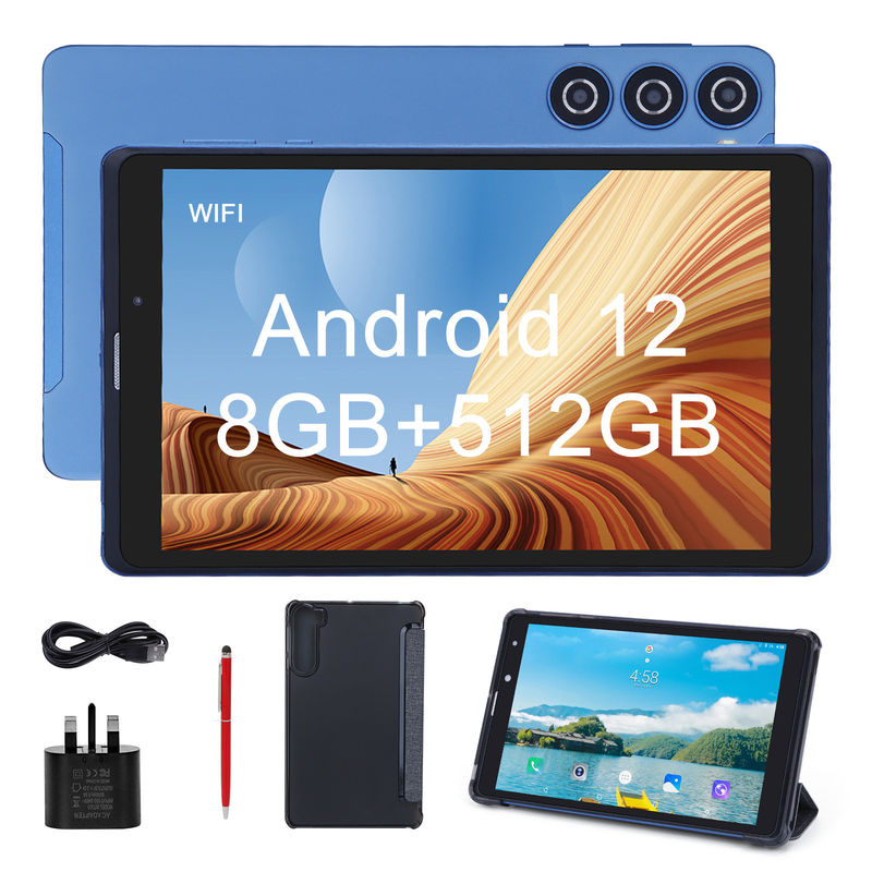 C idea 8 inci Android Tablet Pc Produsen dengan Android 12 Quad Core 8GB+512GB Storage IPS HD Display CM835 ((biru)
