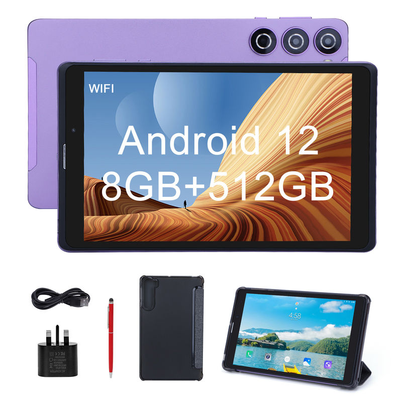 C idea 8 inci Android Tablet Pc Produsen dengan Android 12 Quad Core 8GB+512GB Storage IPS HD Display CM835 (( ungu)