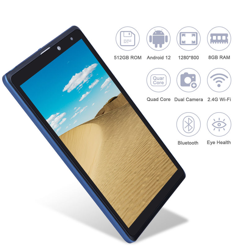 C idea 8 inci Android Tablet Pc Produsen dengan Android 12 Quad Core 8GB+512GB Storage IPS HD Display CM835 ((biru)