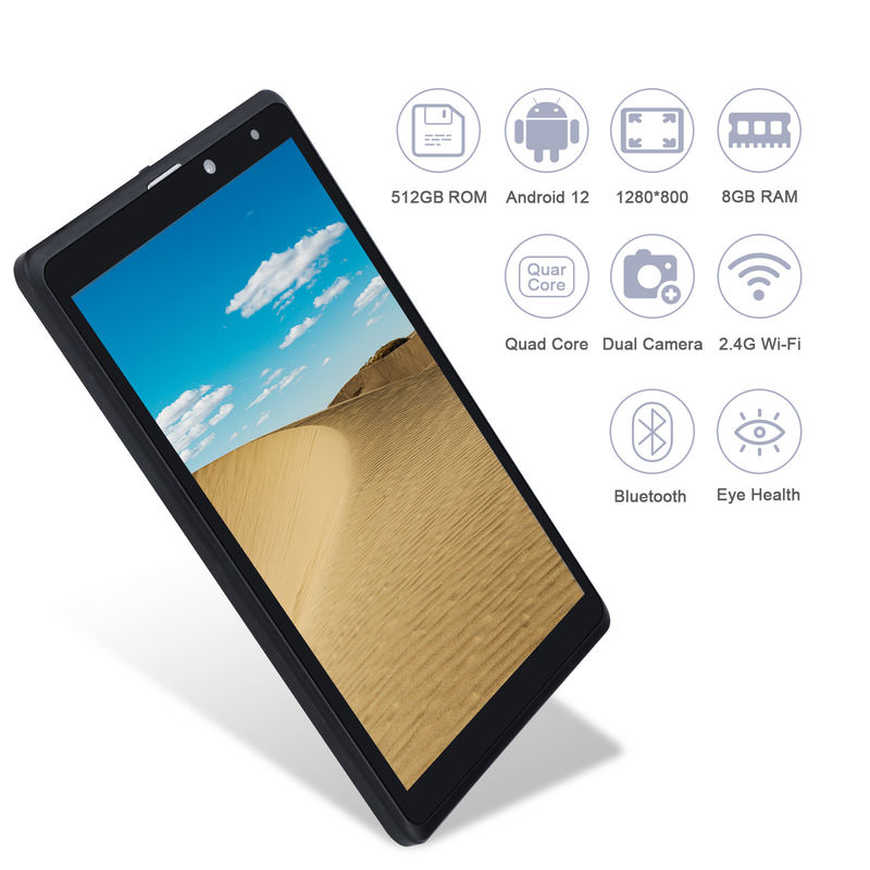 C idea 8 inci Android Tablet Pc Produsen dengan Android 12 Quad Core 8GB+512GB Storage IPS HD Display CM835 ((hitam)