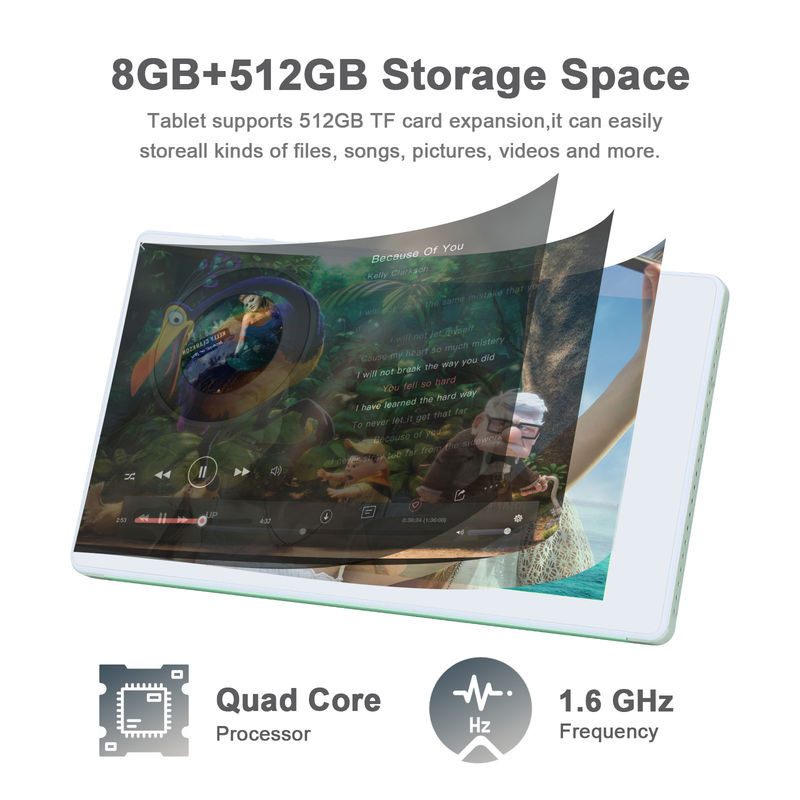 C idea 7 Inch Android Smart Tablet 8+512GB Quad Core WiFi Tablet HD Touch Screen CM513 ((Hijau)