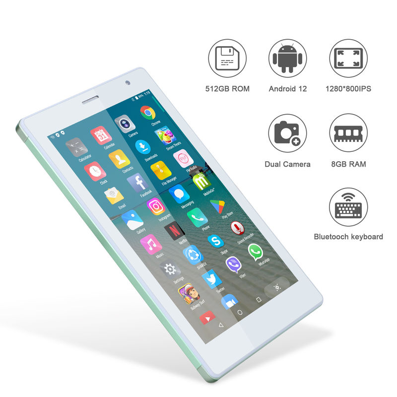 C idea 7 Inch Android Smart Tablet 8+512GB Quad Core WiFi Tablet HD Touch Screen CM513 ((Hijau)