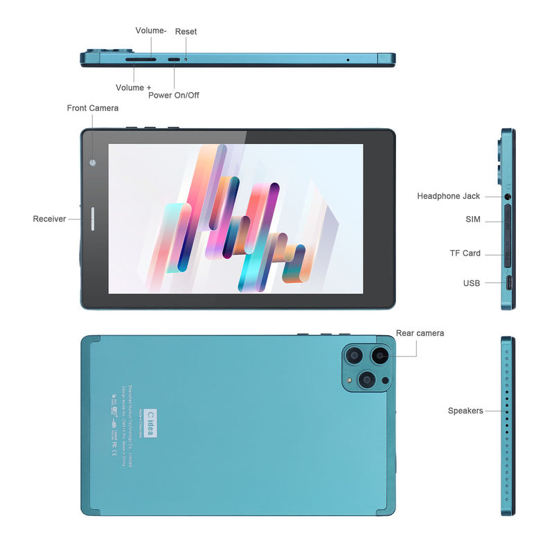 C idea 7 Inci Android Smart Tablet 8+512GB Quad Core WiFi Tablet HD Touch Screen CM513 ((biru)
