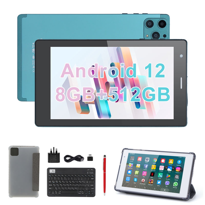 C idea 7 Inci Android Smart Tablet 8+512GB Quad Core WiFi Tablet HD Touch Screen CM513 ((biru)