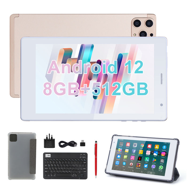 C idea 7 Inci Android Smart Tablet 8+512GB Quad Core WiFi Tablet HD Touch Screen CM513 ((Emas)