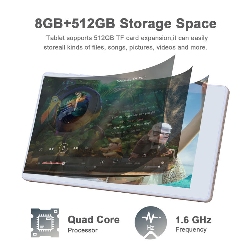 C idea 7 Inci Android Smart Tablet 8+512GB Quad Core WiFi Tablet HD Touch Screen CM513 ((Emas)
