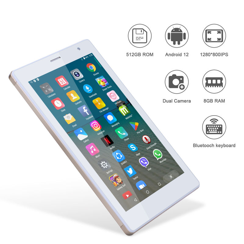 C idea 7 Inci Android Smart Tablet 8+512GB Quad Core WiFi Tablet HD Touch Screen CM513 ((Emas)