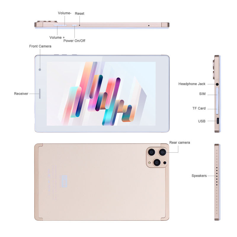 C idea 7 Inci Android Smart Tablet 8+512GB Quad Core WiFi Tablet HD Touch Screen CM513 ((Emas)