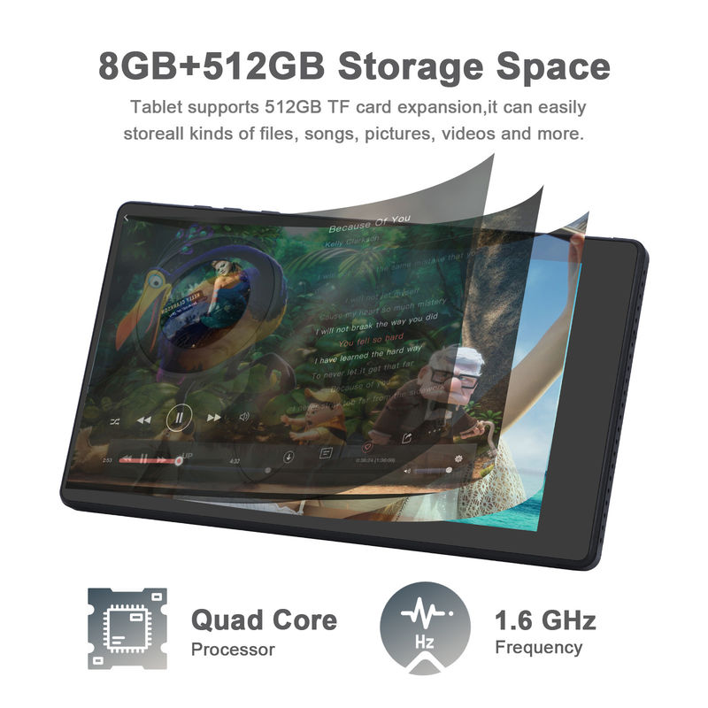 C idea 7 Inci Android Smart Tablet 8+512GB Quad Core WiFi Tablet HD Touch Screen CM513 ((hitam)