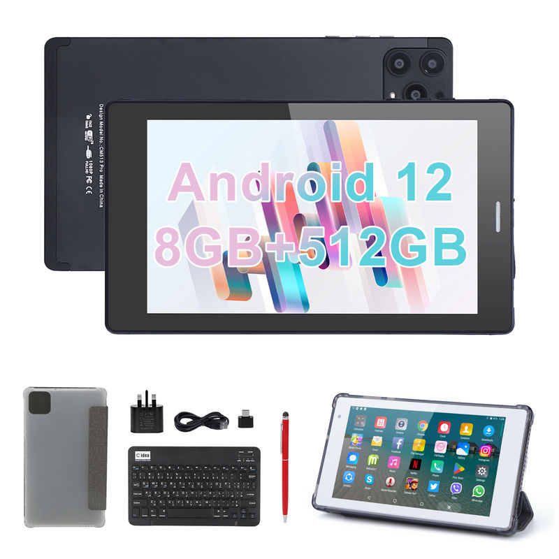 C idea 7 Inci Android Smart Tablet 8+512GB Quad Core WiFi Tablet HD Touch Screen CM513 ((hitam)