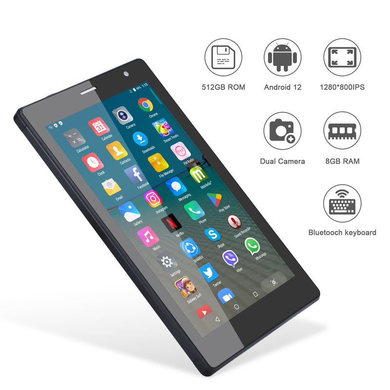 C idea 7 Inci Android Smart Tablet 8+512GB Quad Core WiFi Tablet HD Touch Screen CM513 ((hitam)