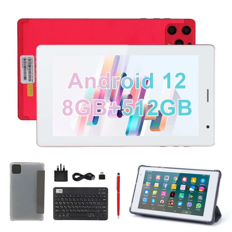 C idea 7 Inci Android Smart Tablet 8+512GB Quad Core WiFi Tablet HD Touch Screen CM513 ((Merah)
