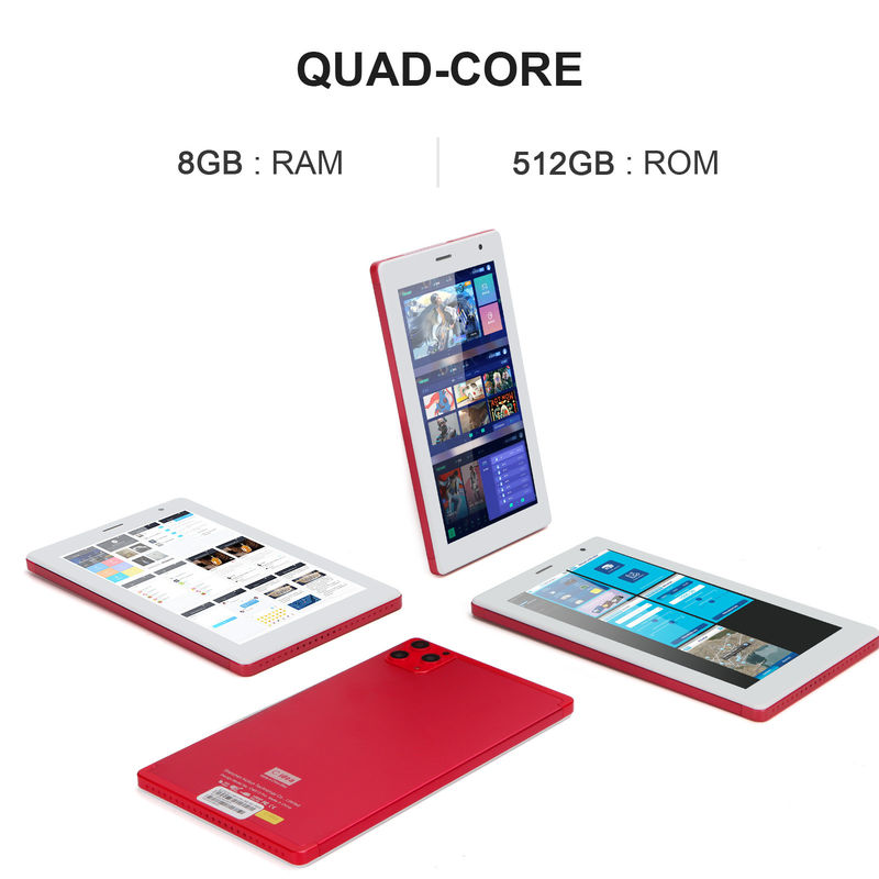 C idea 7 Inch Tablet PC 8GB RAM 512GB ROM Quad Core Processor Dual Camera WiFi/BT untuk Remaja dengan Case CM513 (merah)