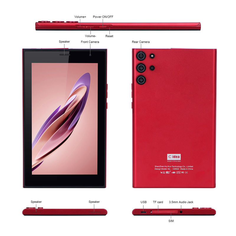 C idea Android 7 Inch Tablet PC dengan 6 RAM + 128 ROM Storage Baterai 6000mAh untuk Anak-anak dan Dewasa CM522 Merah