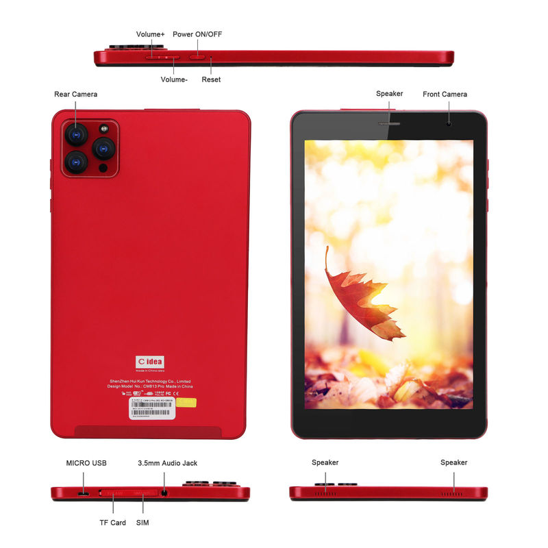 C Idea 8 inci Android 12 Tablet 6GB RAM 512GB ROM 8000mAh Baterai 5+8MP Kamera CM813 PRO-red